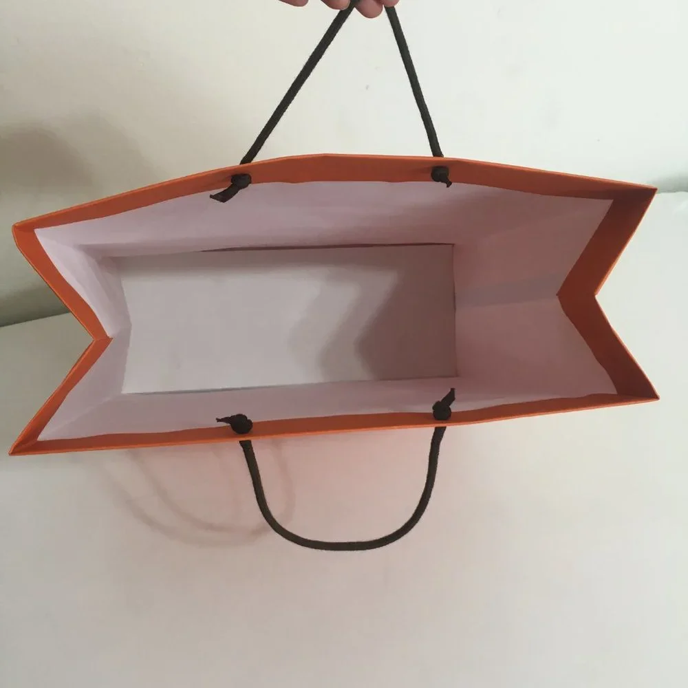 Hermes Authentic Paper Shopping Gift Bag 18.5 x 16.5 x 6.5 Rectangular Orange